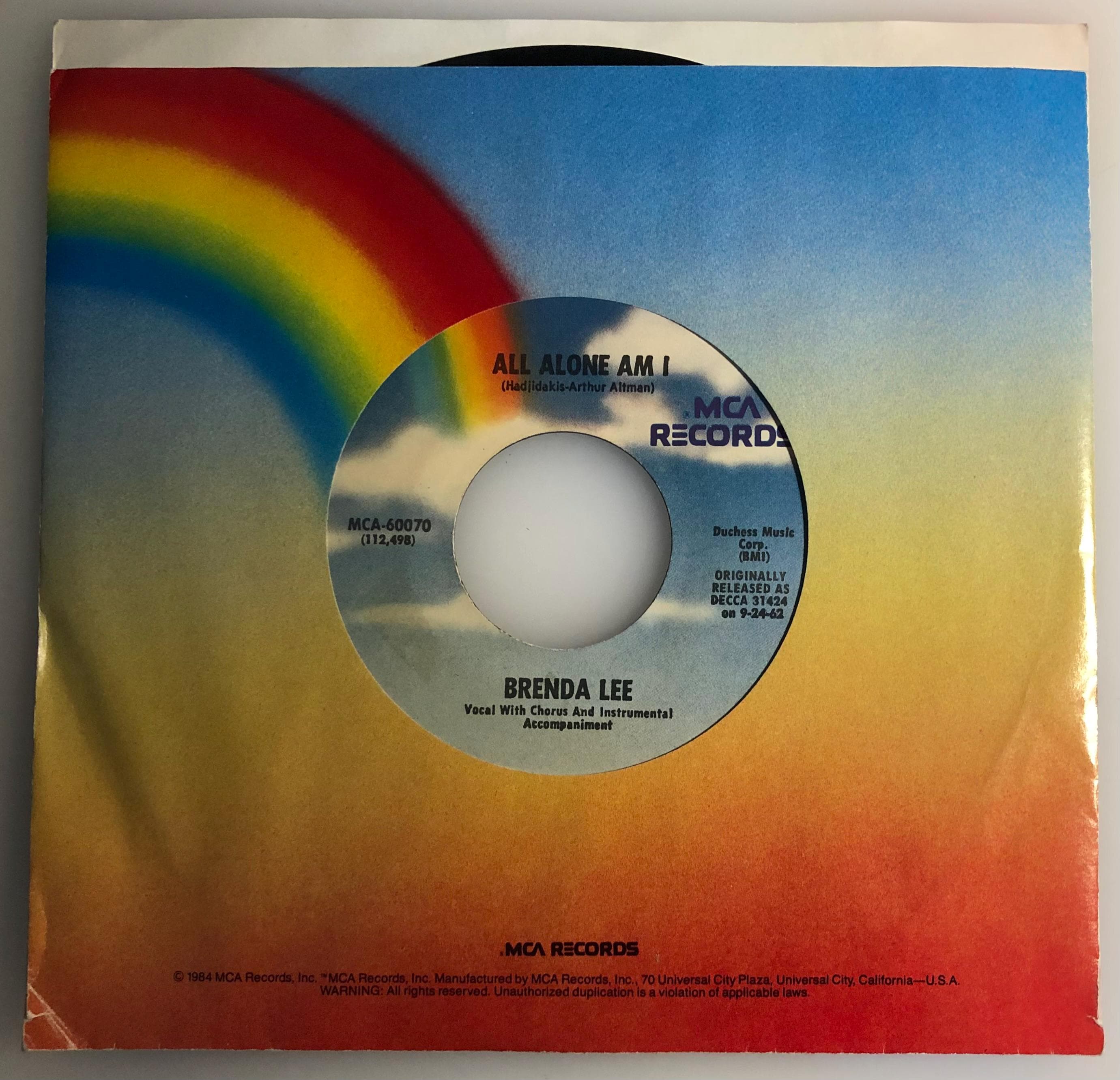 Brenda Lee / I'm Sorry & All Alone Am I / MCA 45 / NM - Etsy