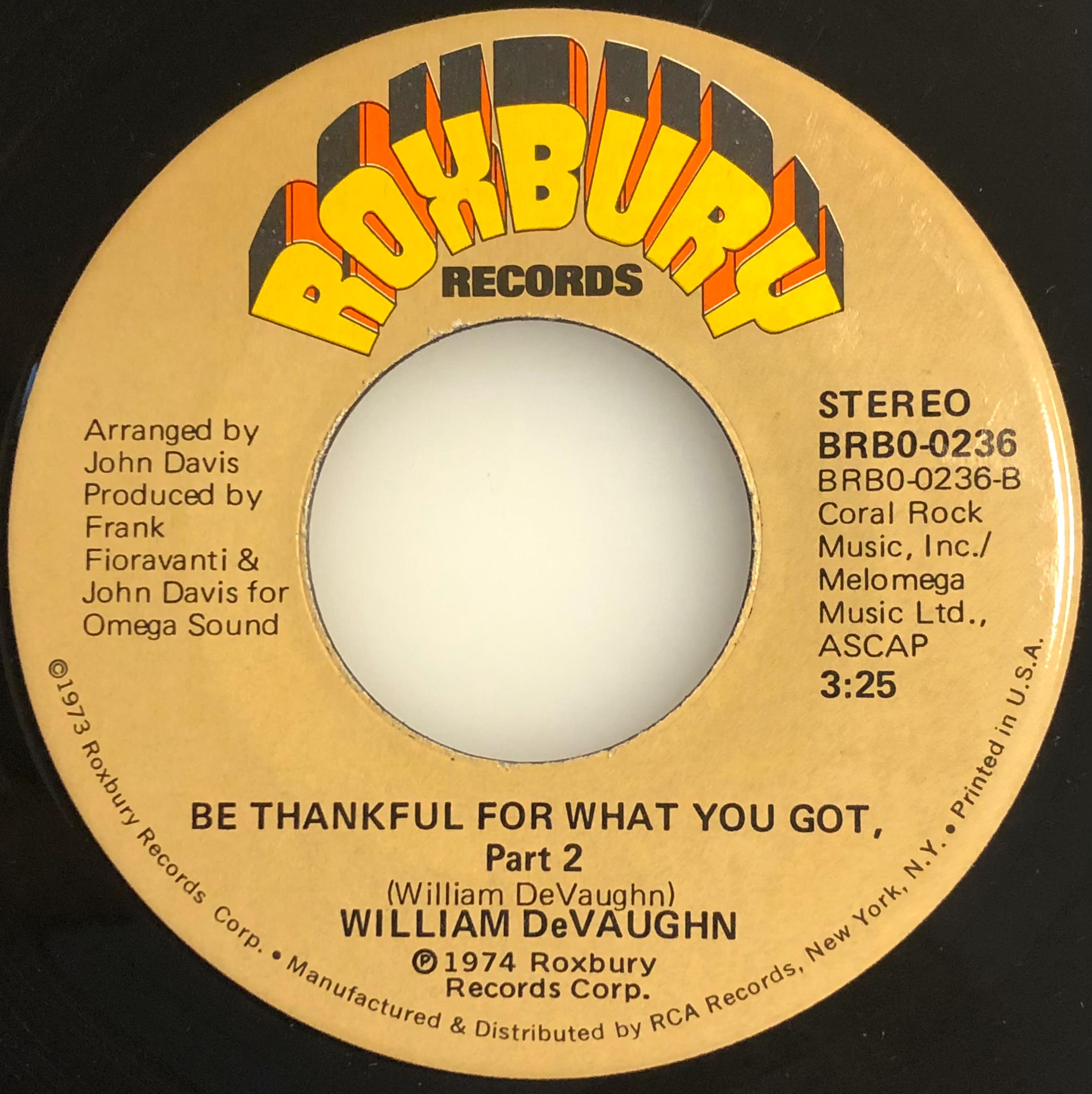 William Devaughn / Be Thankful for What You Got / Original