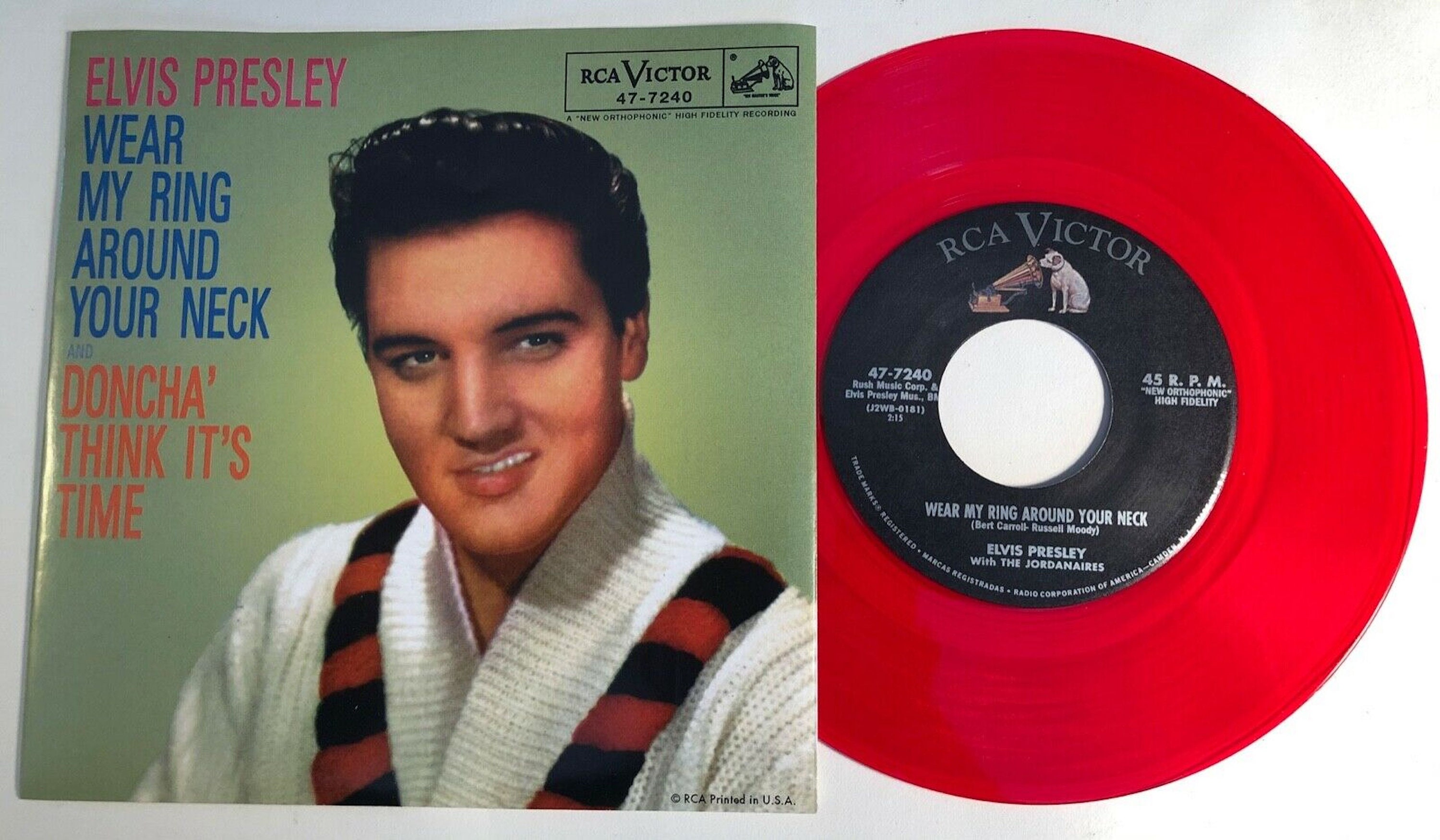 Elvis Presley / Wear My Ring Around Your Neck & Doncha' Think It's Time /  RCA Red Vinyl 45 W PS / Mint - Etsy Israel
