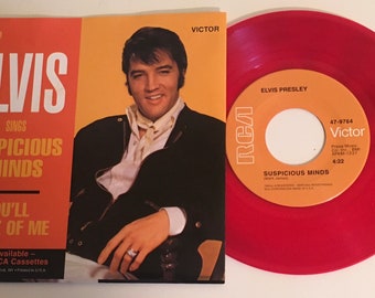 Elvis Presley / Suspicious Minds & You'll Think of Me / RCA Red Vinyl 45 w PS / Mint