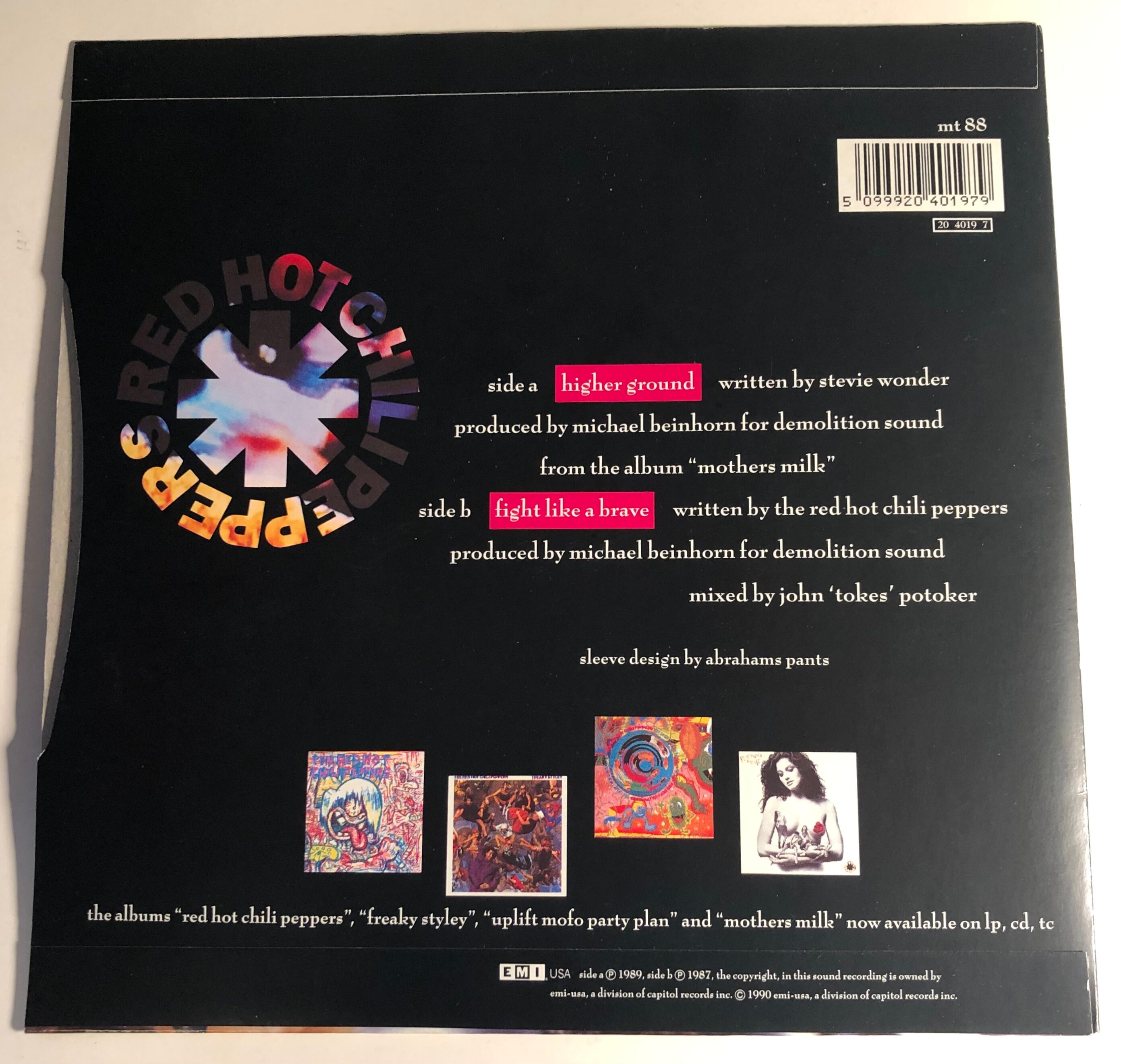 Red Hot Chili Peppers 1989USオリジナル盤 Red Hot Chili Peppers / Higher Ground / 1989 EMI UK 45 & PS