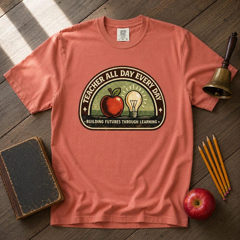 Vintage Teacher Heritage Shirt | Retro Educator Badge Tee | Building Futures Botanical Art | Teacher Gift Comfort Colors 1717 afbeelding 5