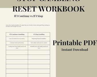 Quaderno di esercizi per il recupero dalla ludopatia, diario di auto-riflessione, strumenti per la dipendenza (PDF stampabile)