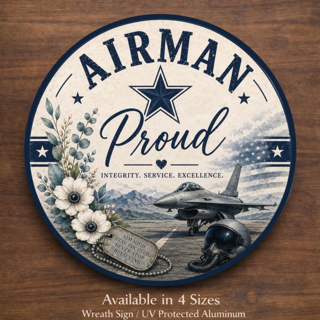 Airman Proud Sign, Air Force Wreath Sign, Military Door Hanger Sign ...