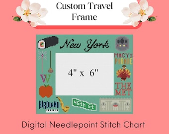 Custom Travel Frame Needlepoint Chart | 13 Mesh