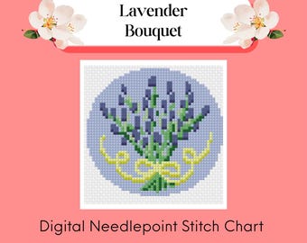 Lavender Bouquet Needlepoint Digital Chart | 13 Mesh
