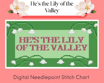 Lily of the Valley Digital Needlepoint Chart | 13 Mesh