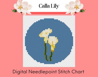 Calla Lily Needlepoint Digital Chart | 13 Mesh