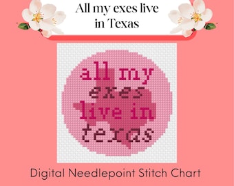 All my Exes live in Texas Needlepoint Chart | 13 Mesh