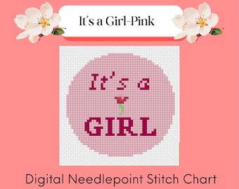 It's a Girl - Digital Needlepoint Chart : 13 mesh