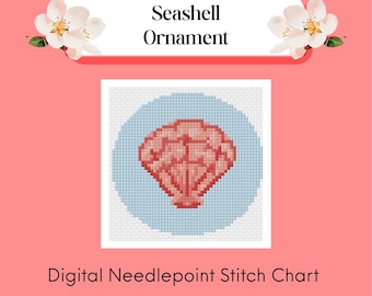 Seashell Ornament Needlepoint Digital Chart | 13 mesh