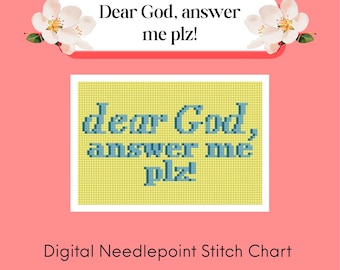 Dear God, answer me plz! Digital Needlepoint Chart | 13 mesh