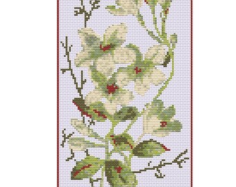 Jessamine botaniskt korsstygnsmönster – Vintage jasminblomma (PDF-nedladdning)