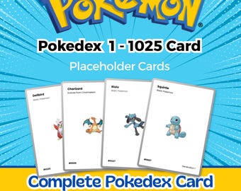 Complete Pokedex Placeholder Cards | Minimalist Design (Digital Download)