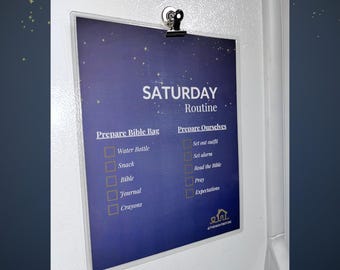 Saturday Night Worship Routine Checklist | Laminated Family Prep Board