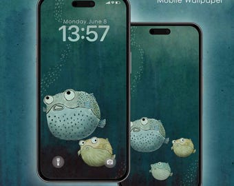 Quiet Fugu Deep Sea Mobile Wallpaper | Japanese Pufferfish Art | 4K-style iPhone & Android Wallpaper Download | pufferfish