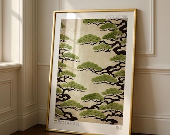 Nostalgic Pine Japanese Wall Art | Japandi Decor Print | Wabi-Sabi Minimalist Poster | Zen Interior Wall Decor |Retro Japan Digital Download