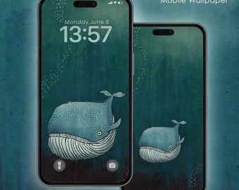 Quiet Whale Deep Sea Mobile Wallpaper | Japanese Whale Art | 4K-style iPhone & Android Wallpaper Download