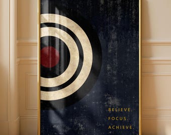Navy Blue Target Poster | Vintage Japanese Art | Statement Wall Decor| Navy Blue Mid Century Decor
