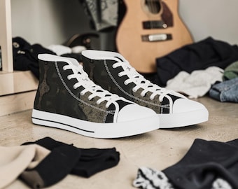 Black Marble High Top Sneakers | Dark Stone Pattern