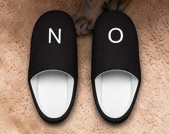 Reversible fun Indoor Slippers | Black Lettering, Minimal Novelty