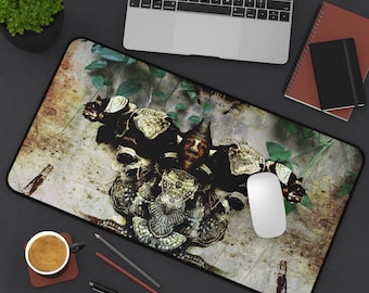 Alfombrilla de escritorio balinesa abstracta / Botánica gótica vintage