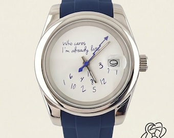 39 mm automatisk klocka NH35, safirglas, blått armband, minimalistisk klocka