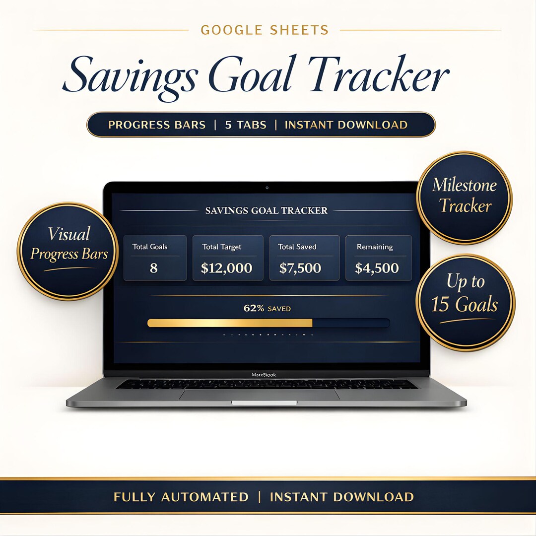 Savings Goal Tracker Google Sheets | Savings Planner Spreadsheet | Goal ...