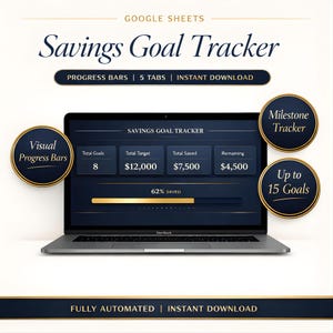 Savings Goal Tracker Google Sheets | Savings Planner Spreadsheet | Goal Tracker | Progress Bar | Instant Download