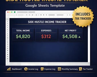 副業収入トラッカー Google スプレッドシート テンプレート | 収入と支出の記録 | 税金トラッカー | 自営業