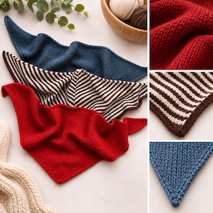Knitted Bandana Scarf Pattern PDF with I-Cord Edge
