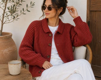 Patrón de punto para cárdigan Willow Hearth / Chaqueta sin costuras de punto brioche (descarga en PDF)