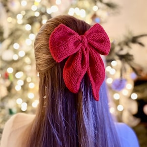 Coquette Knit Bow Pattern PDF, Easy Hair Bow Knitting Pattern, Oversized Retro Bow Tutorial, Digital Download Knit Pattern 3 Sizes