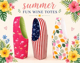 Wine Bottle Carrier- FREE Wine Tags While Supplies Last-Hostess Gift, Reusable Tote, Handmade