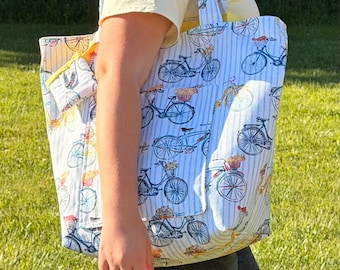 Farmers Market Tote Bag with FREE Matching Bag Charm, Grocery Market Bag, Handmade