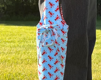 Wine Bottle Carrier - Comes with Ties and Free Wine Tags - Hostess Gift, Reusable Tote, Handmade