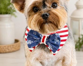Pet Shirt Collar with Bow Tie/Snap-on Dog & Cat Collar Accessory Handmade Pet Bandannas