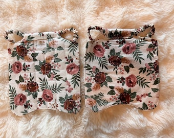 Quilted Chicken Saddle, Vintage Floral, Cotton Hen Back Protector, Molting Care Apron, Handmade