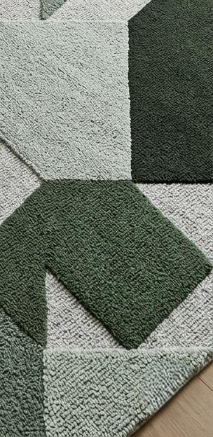 Hand Tufted Loop Pile Wool Rug, Modern Geometric Area Rug, Green ...