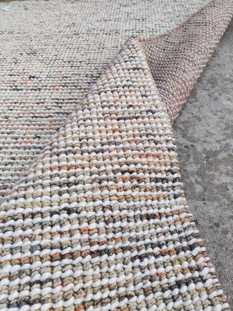 Nubby Rugs Hand Woven Chunky Wool Carpet, Textured Neutral Area Rug, Modern ...