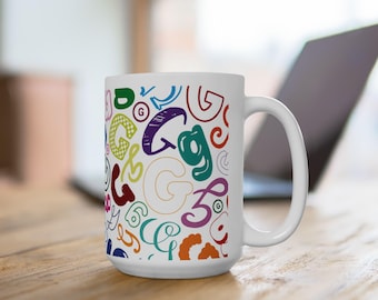 Letter G Coffee Mug Colorful Alphabet Letter Mug Ceramic Cup Personalized Initial Teacher Gift Appreciation School Staff Year End Name
