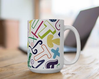 Letter T Coffee Mug Colorful Alphabet Letter Mug Ceramic Cup Personalized Initial Housewarming Hostess Gift New Home Apartment Name