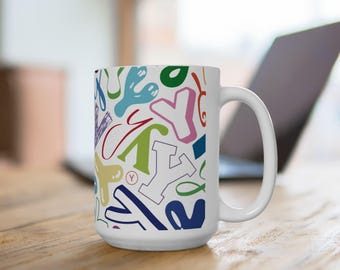 Letter Y Coffee Mug Colorful Alphabet Letter Mug Ceramic Cup Personalized Initial Housewarming Hostess Gift New Home Apartment Name