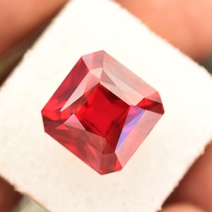 Natural Red Ruby 14.30 Ct Square Cut 12X12 MM Loose Gemstone Certified Ruby Stone for Ring Pendant Jewelry Making Anniversary Gift