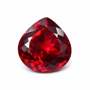 Naturlig rubinsten, äkta blodröd päronformad, 26,60 ct, certifierad lös ädelsten, fasetterad rubin för smyckestillverkning | Jubileumspresent till par