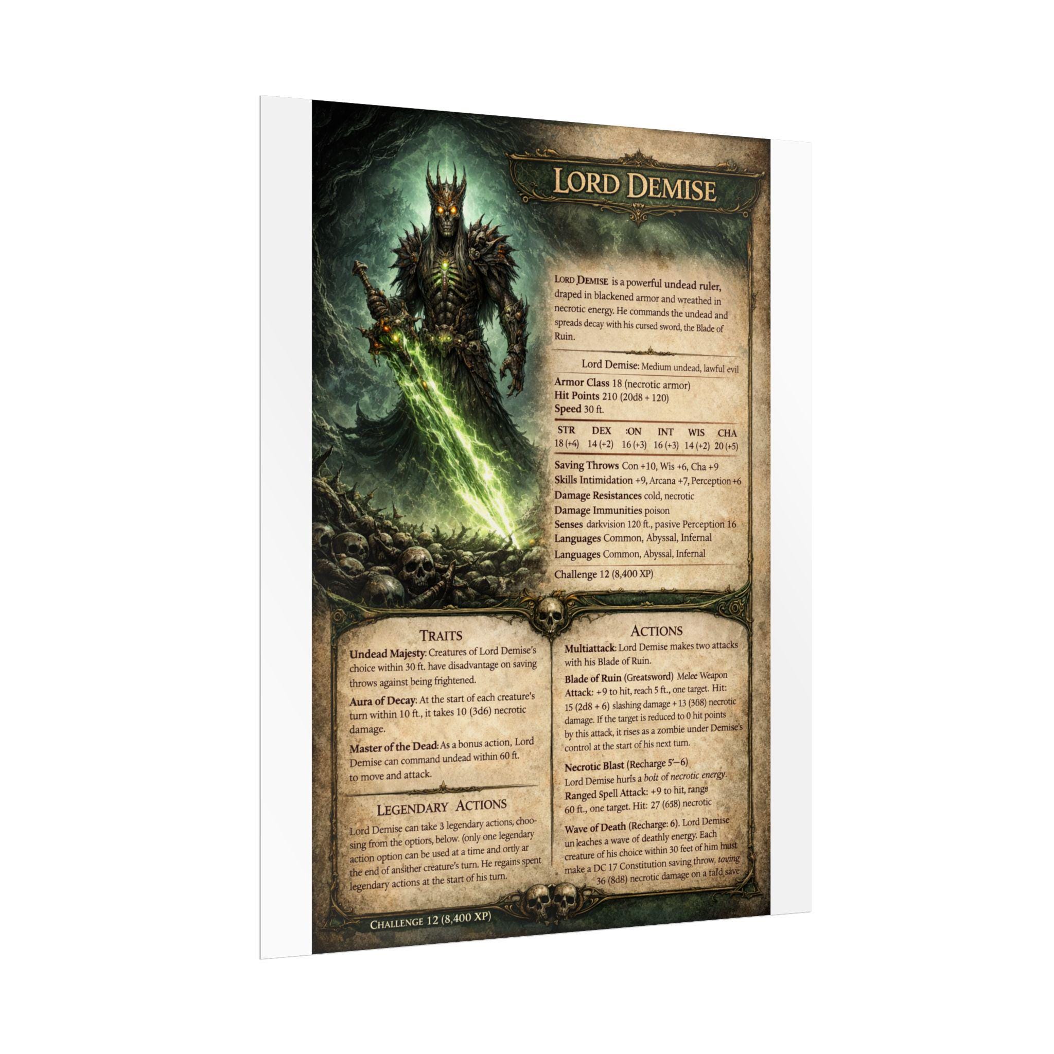 Lord Demise RPG Character Sheet Poster | Rolled Posters - Etsy