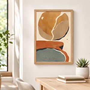 Split Sun, organisk abstrakt väggkonst, utskrivbar mitten av århundradet, digital nedladdning