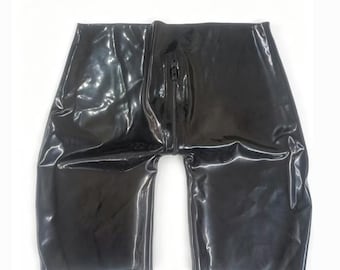 Natural latex men's underwear tight shorts (with zipper)