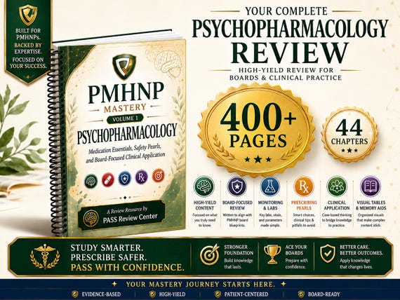PMHNP Mastery Book: Psychopharmacology, High-Yield PMHNP Board Review + Clinical Practice Study Guide