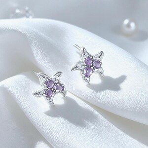 Dainty Birthstone Starfish Studs Earrings, Coastal Ear Jewelry, Ocean Theme Ear Studs For Her, Beach Ready Everyday Earrings